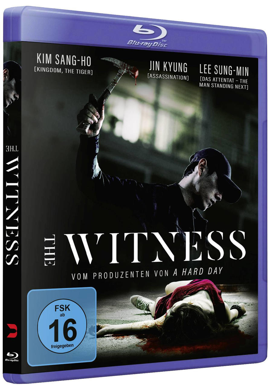 DVD-Hülle des Films The Witness, zeigt einen Mann mit Axt und eine tote Frau.