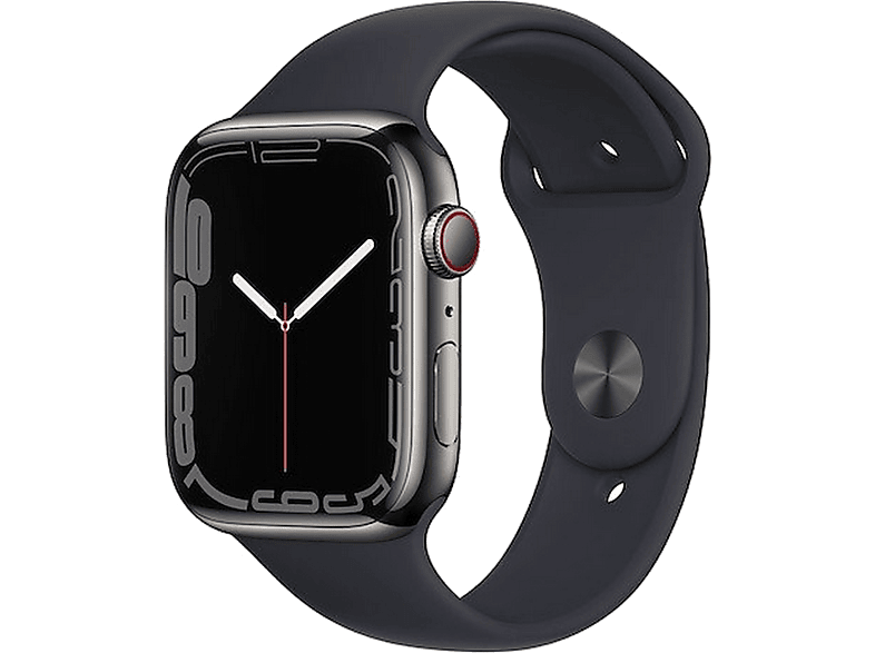 Apple Watch Series 7, GPS + CELL, 45 mm, Grafito de Acero Inoxidable, Correa Deportiva en Color