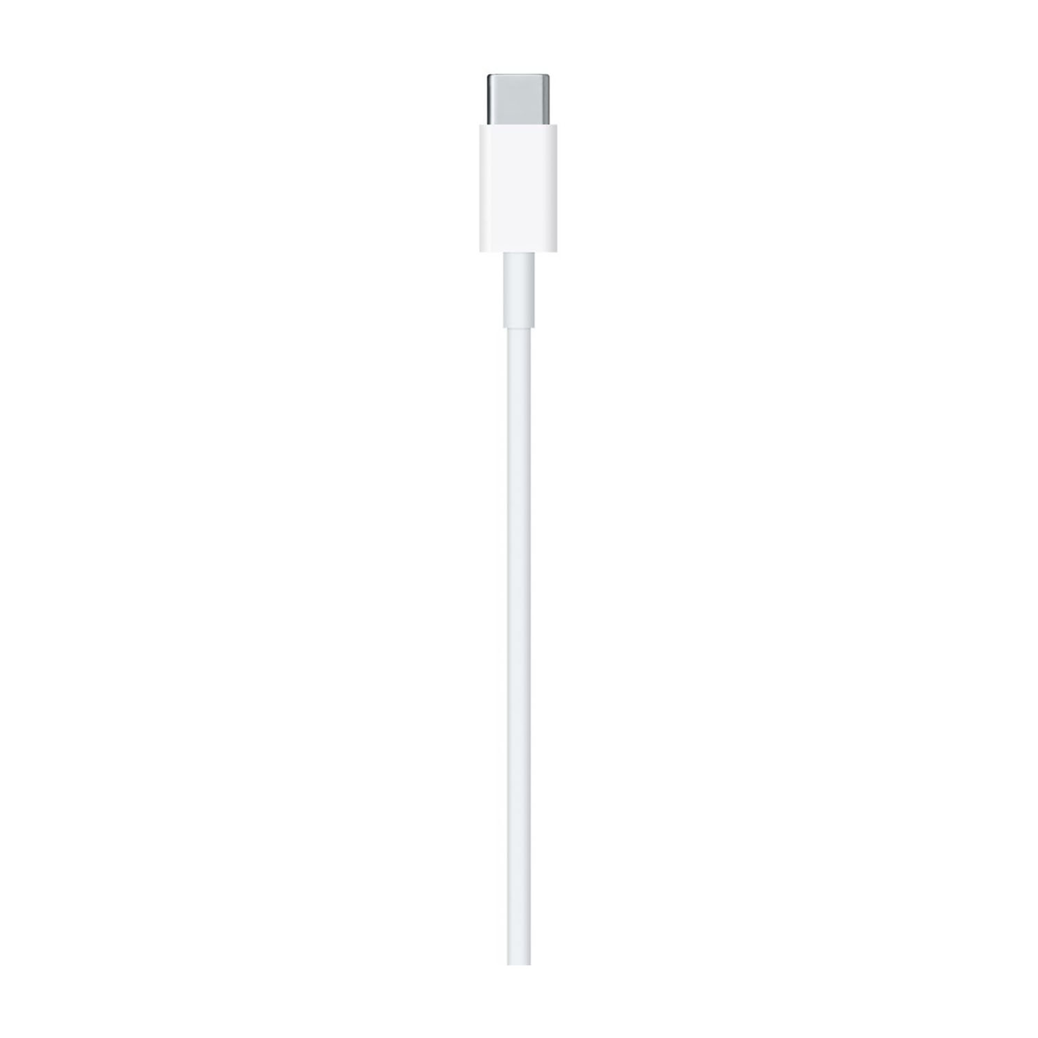 Cavo con connettore USB-C bianco su sfondo bianco.