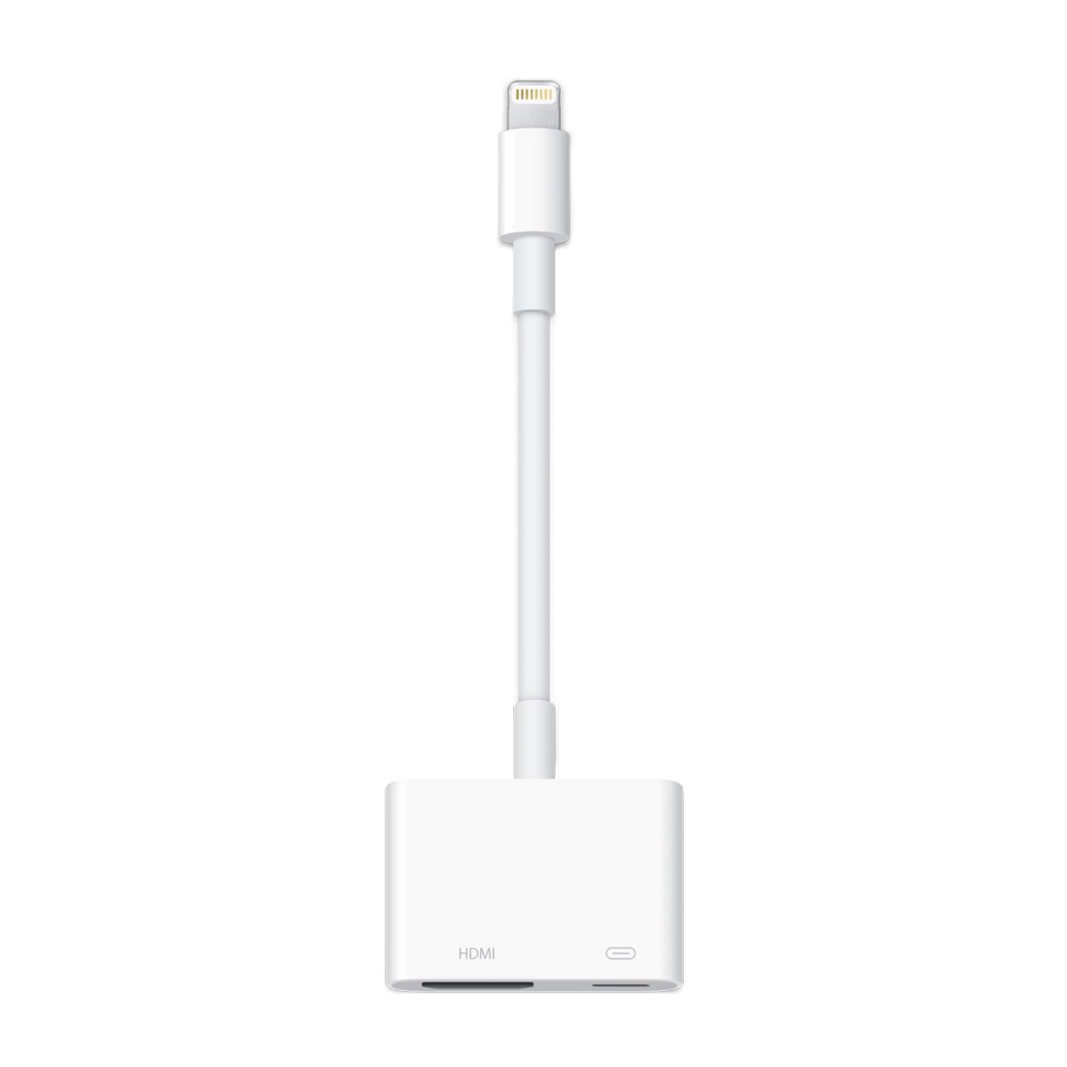 Adattatore bianco con porta HDMI e cavo Lightning.