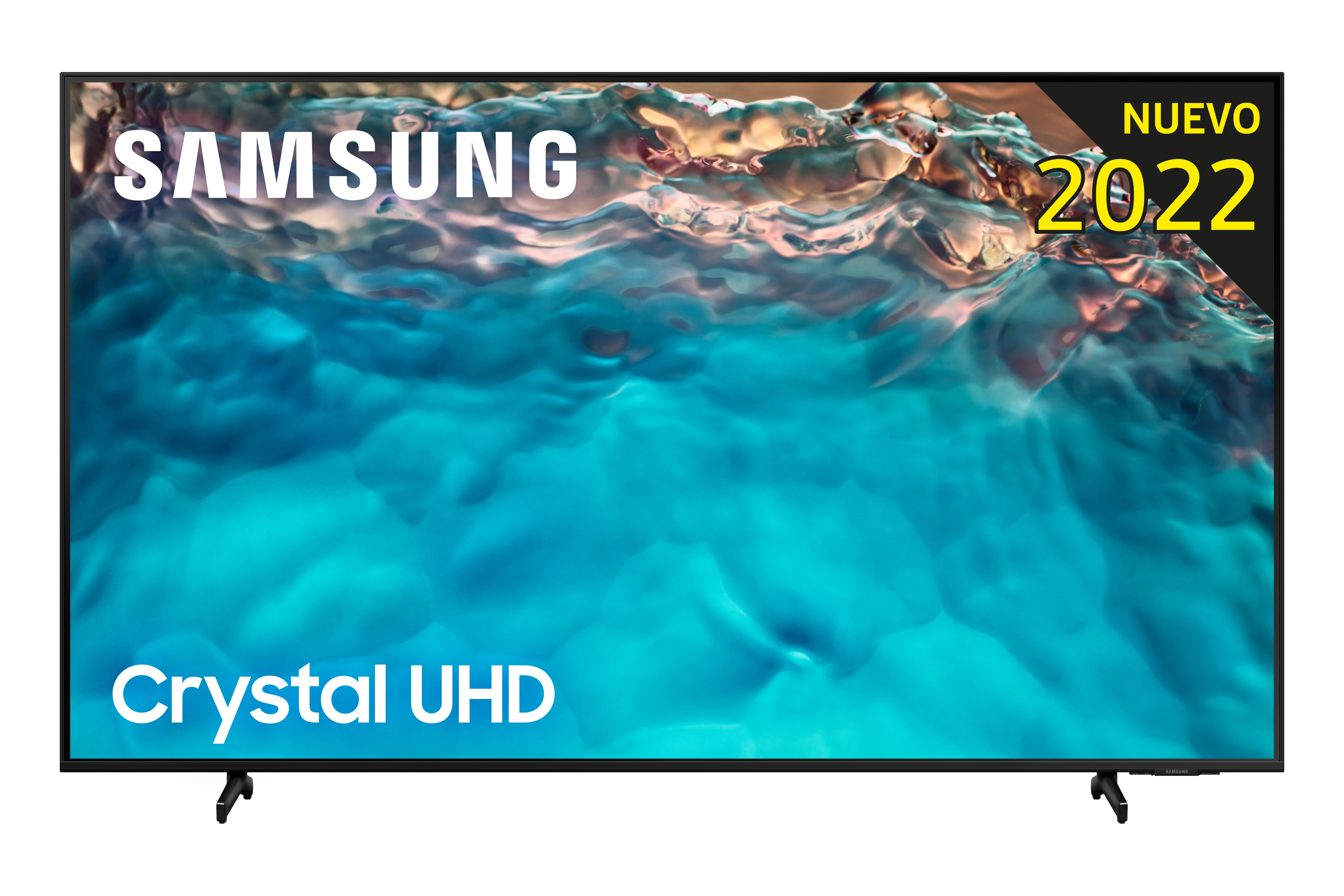 Samsung Crystal UHD TV. Texto: Samsung Crystal UHD, Nuevo 2022.