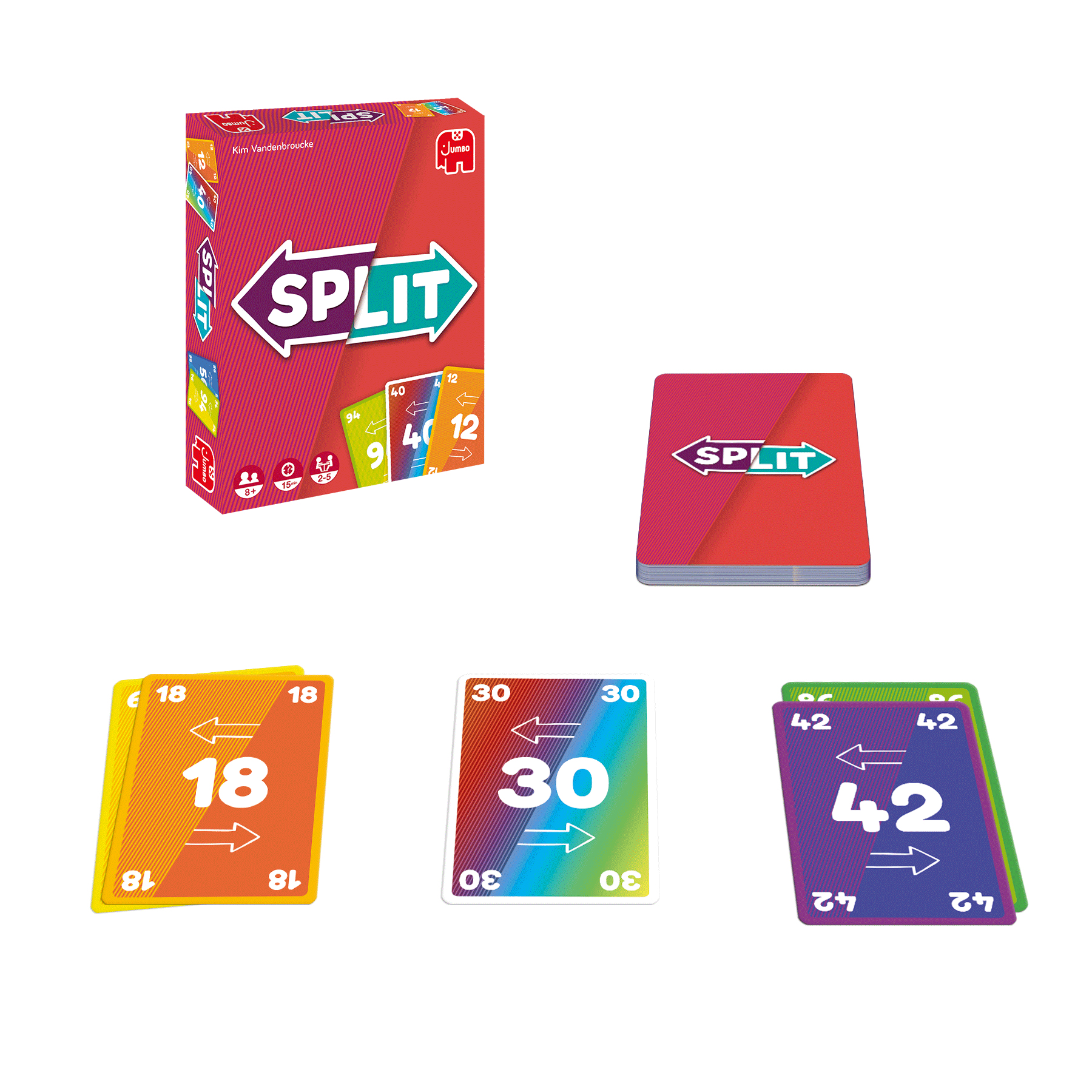 JUMBO 8 für Spieler - für Jahren 2 Split Kinder Mehrfarbig ab Kartenspiel Erwachsene Familienspiel - 5 bis und Spiele