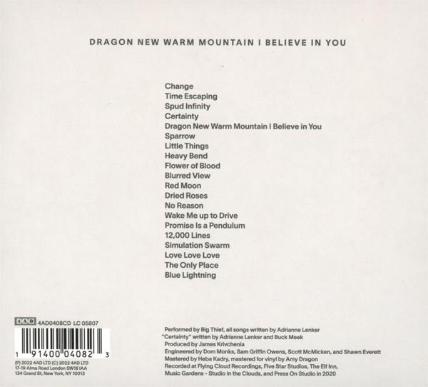 Big Thief - Dragon New Warm Mountain I Believe In You  - (CD)