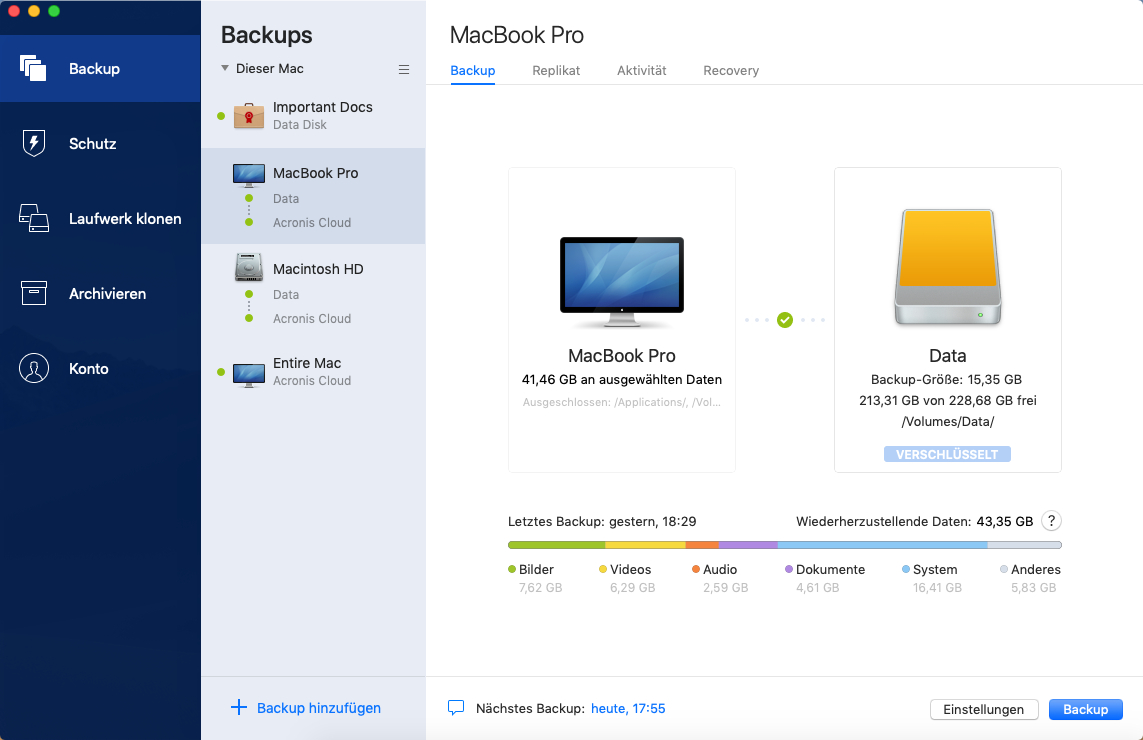Acronis True Image Essentials Abonnement 5 Computer - 1-Jahres-Abonnement