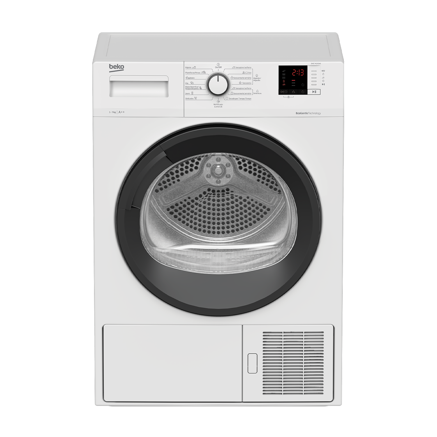 Secadora - Beko DHS 7413 GA0, Bomba de calor, 7 Kg, Blanco