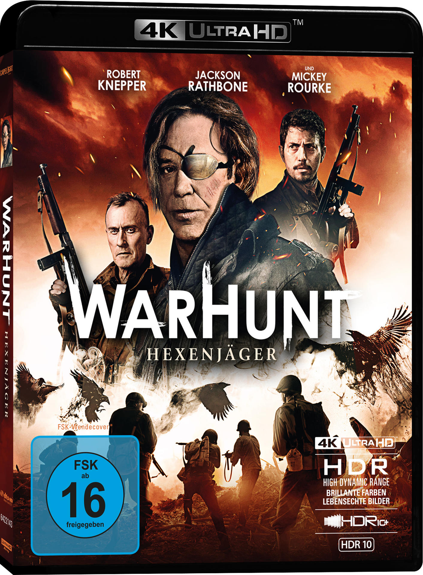 Filmbox mit dunklem Hintergrund, mit einem Mann auf dem Cover.