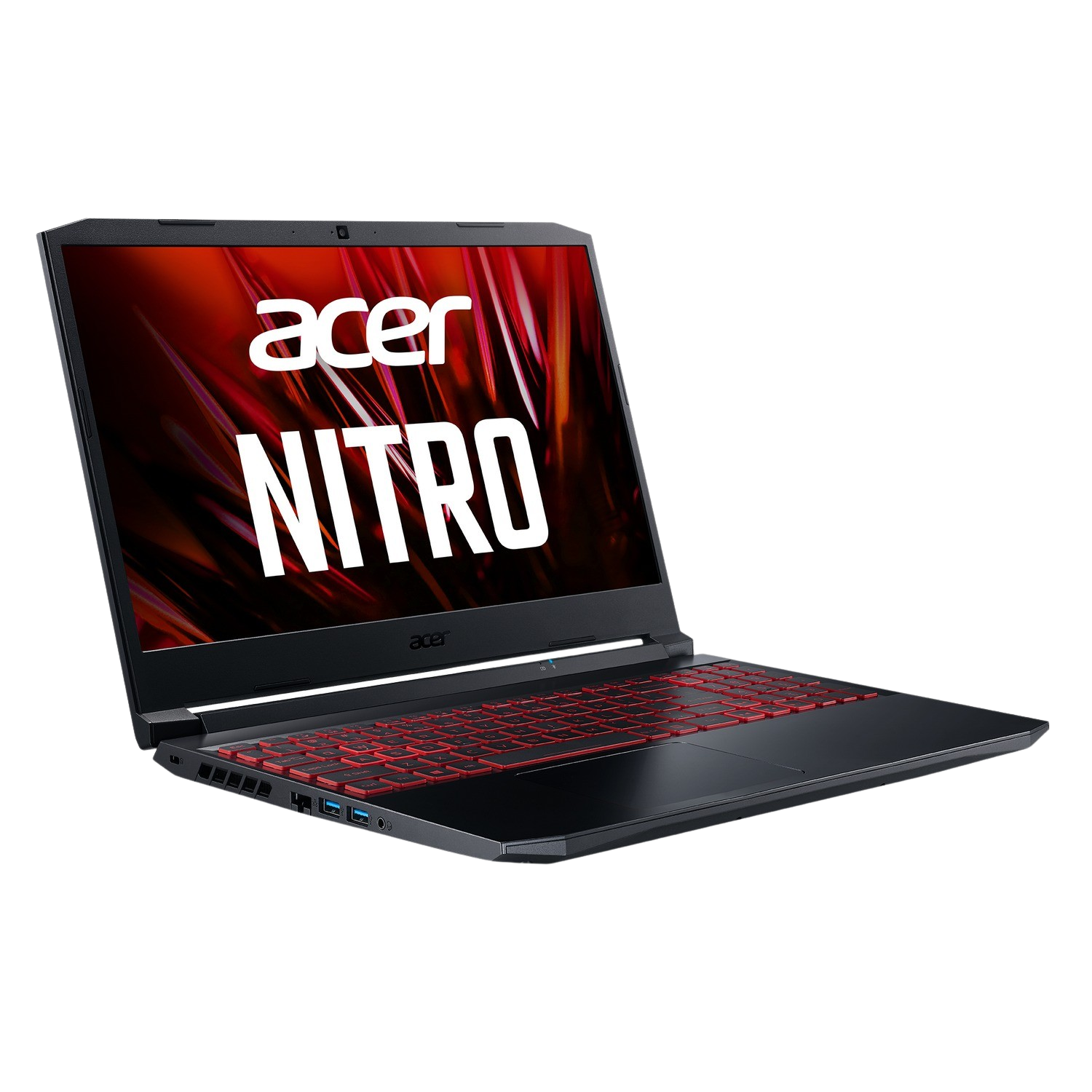 Portátil Acer Nitro. Negro con teclado retroiluminado en rojo y la palabra NITRO en blanco.