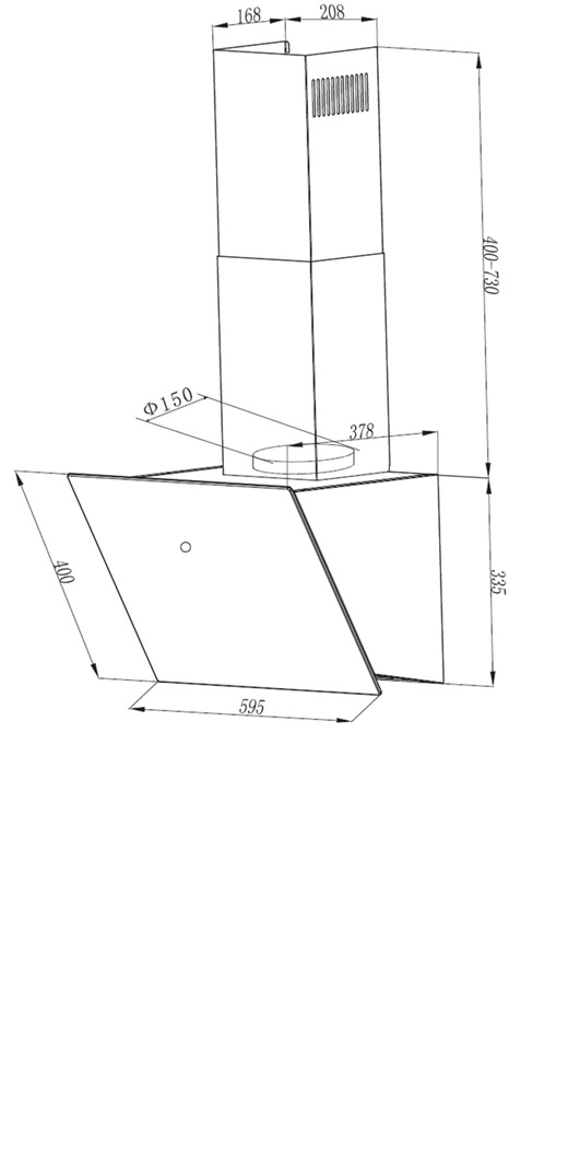 RESPEKTA CH89060S, Dunstabzugshaube (59,5 cm breit, 37,8 cm tief)