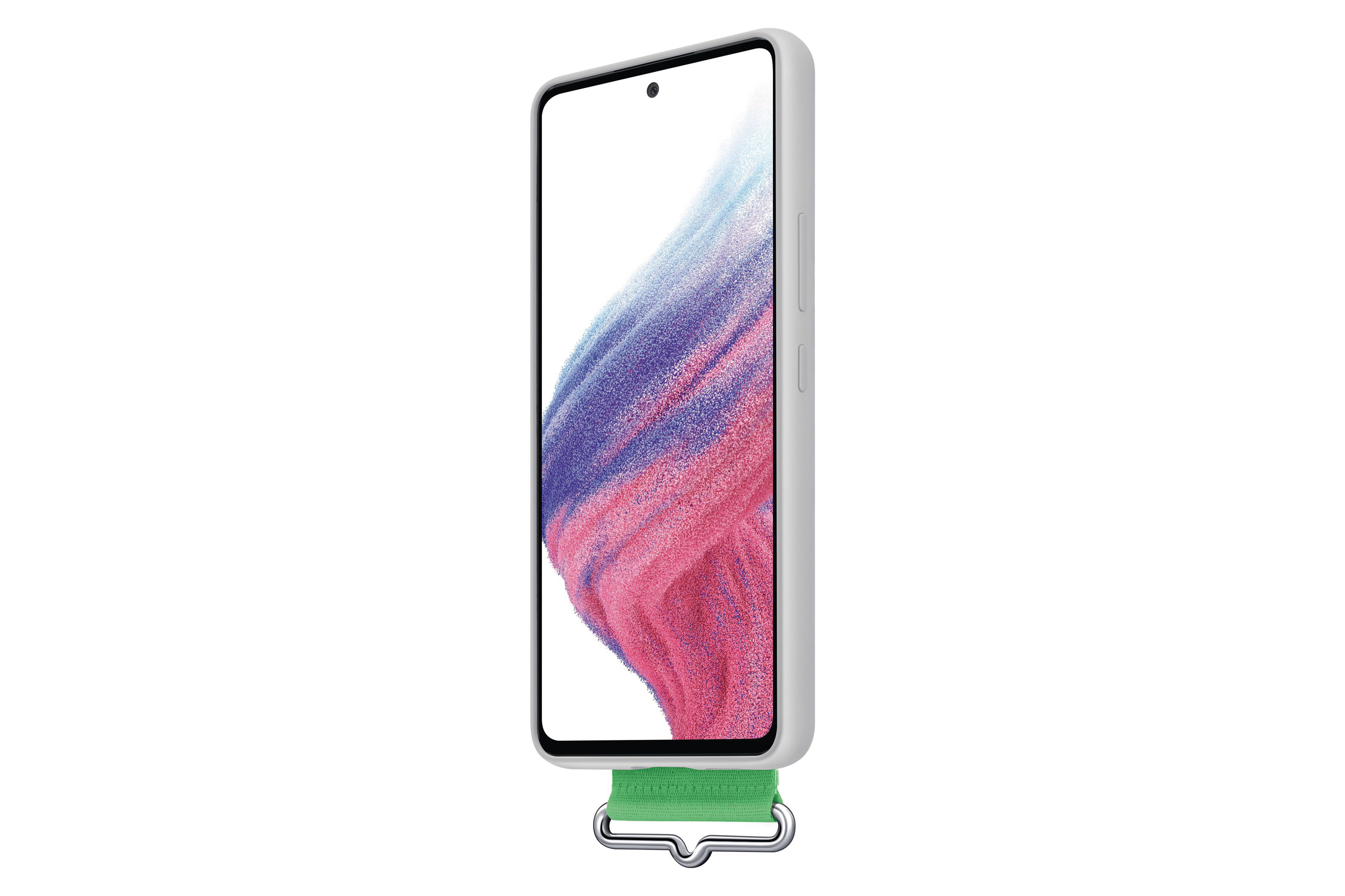 SAMSUNG A53 White with Backcover, Cover Strap, Samsung, 5G, Silicone