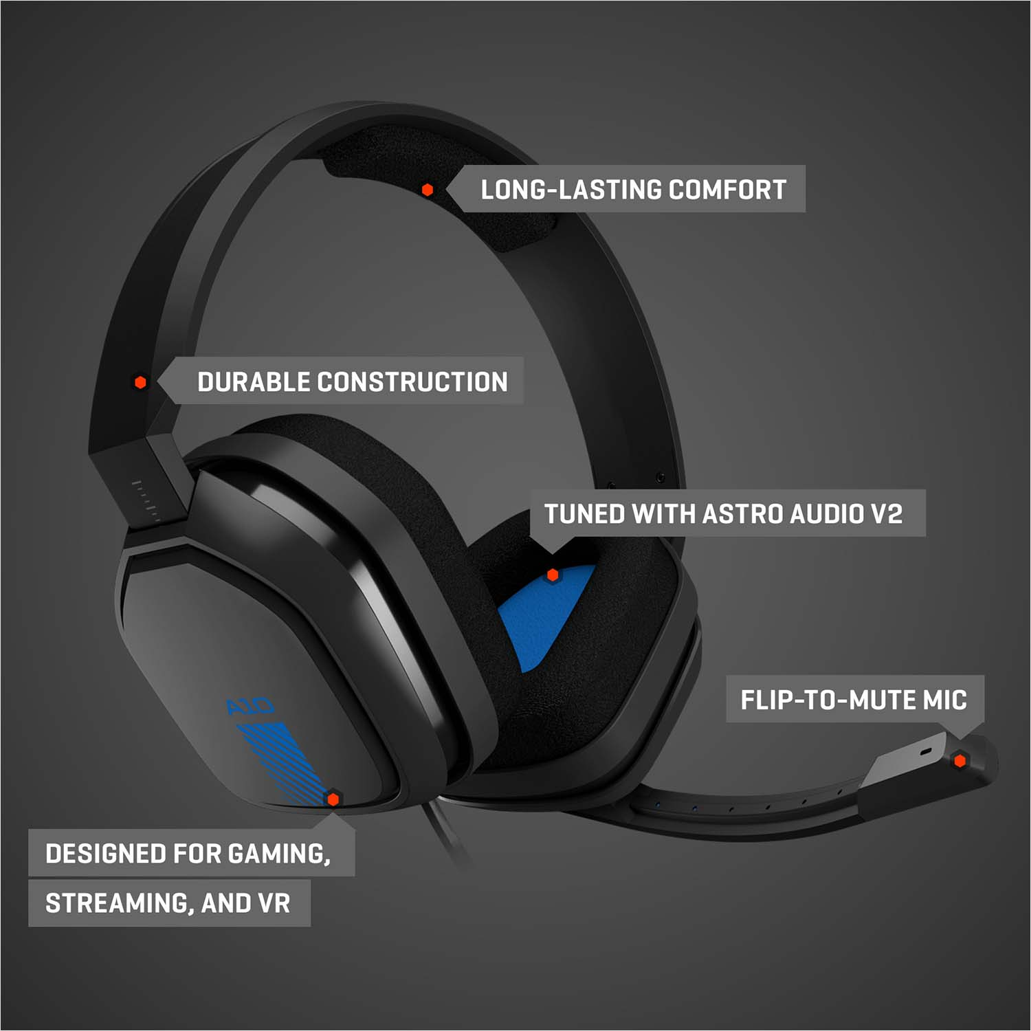 ASTRO GAMING A10 - Headset (Gris/bleu)