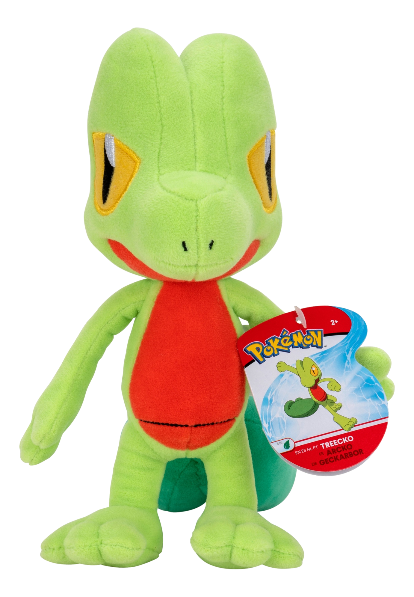 JAZWARES Pokémon: Geckarbor (20 cm) - Plüschfigur (Grün/Rot/Gelb)