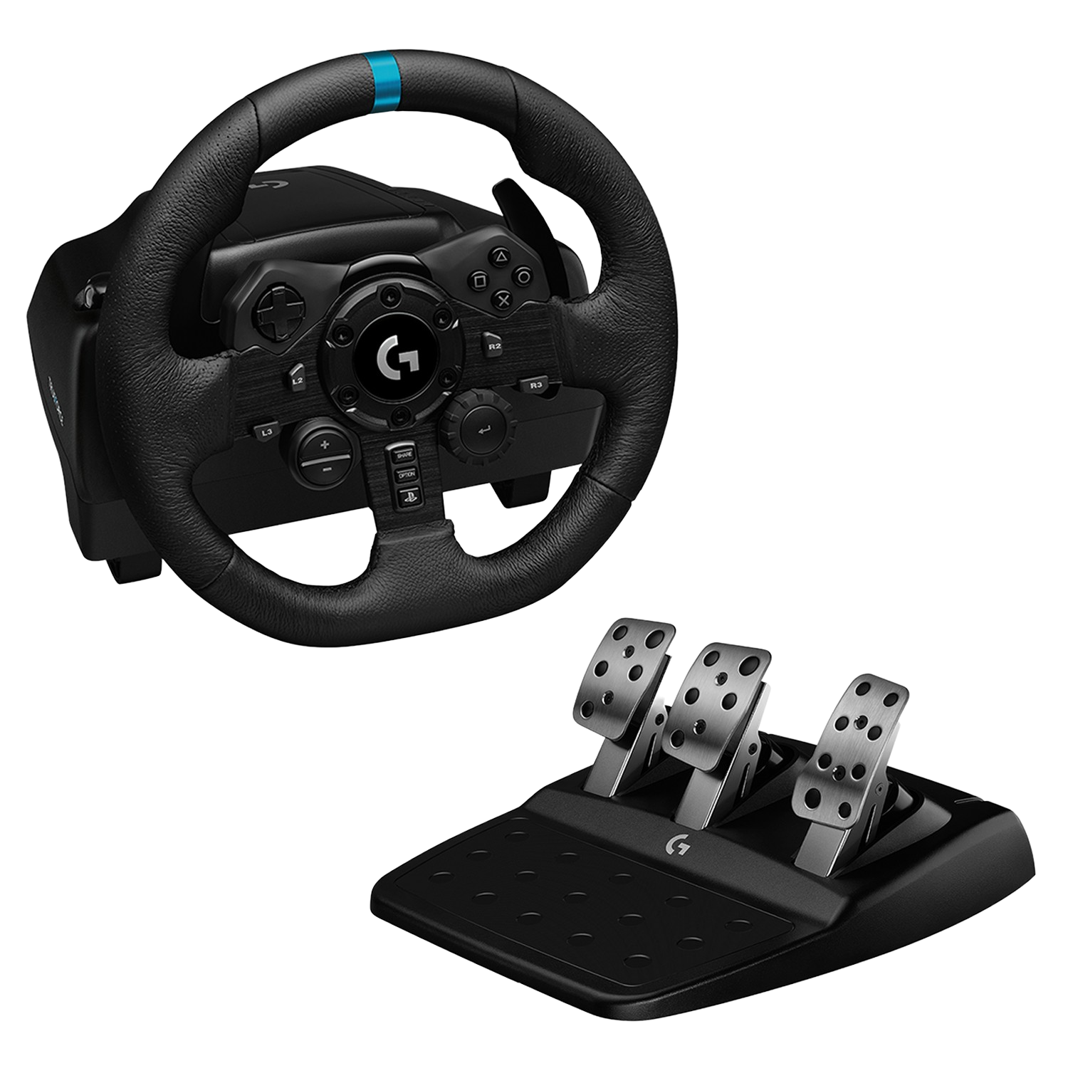 Volante - Logitech G923, Para PS5, PS4, PC, Pedales personalizables, Escala 1:1, USB, LED, Trueforce, Negro