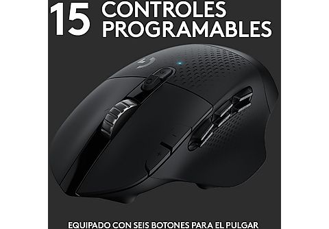 Ratón gaming - Logitech G604 Lightspeed, Inalámbrico, 25.600 ppp, Sensor Hero 25K, 15 controles programables, Negro