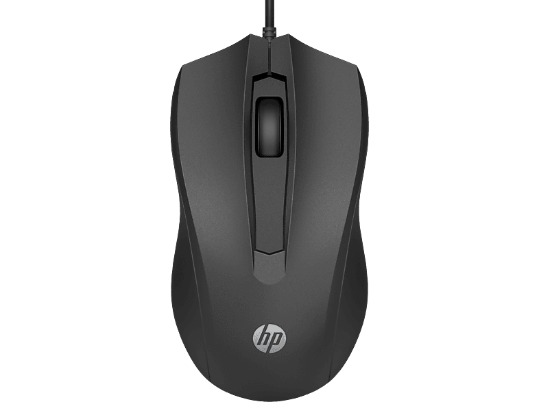 Ratón - HP 100, 6VY96AA, Por cable, Negro
