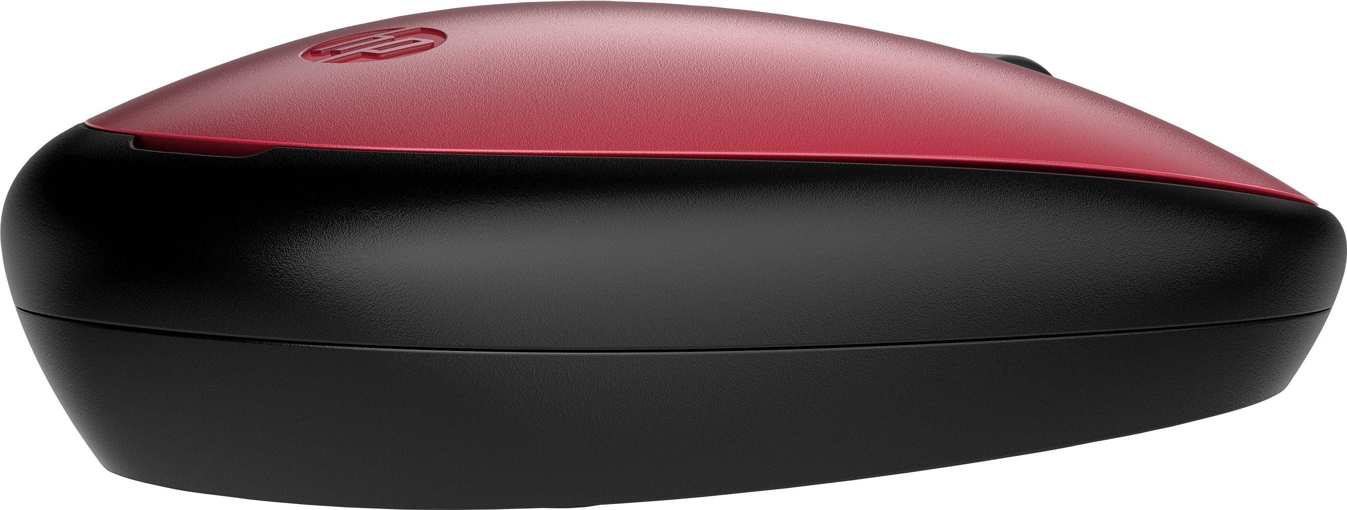 Dispositivo rojo y negro con una parte superior curvada. Probablemente un concentrador de hogar inteligente o un gadget electrónico similar.