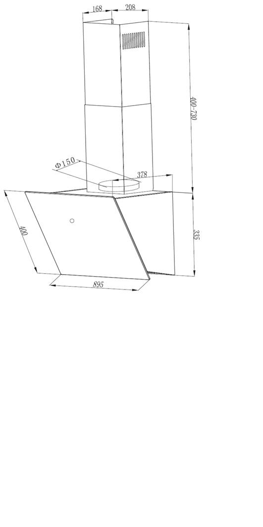 RESPEKTA CH89090W, Dunstabzugshaube (895 mm breit, 378 mm tief)