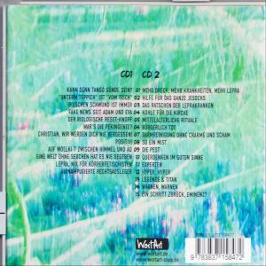 Die Rückseite eines CD-Covers mit Songtiteln und einem Hintergrund mit Naturmotiven.