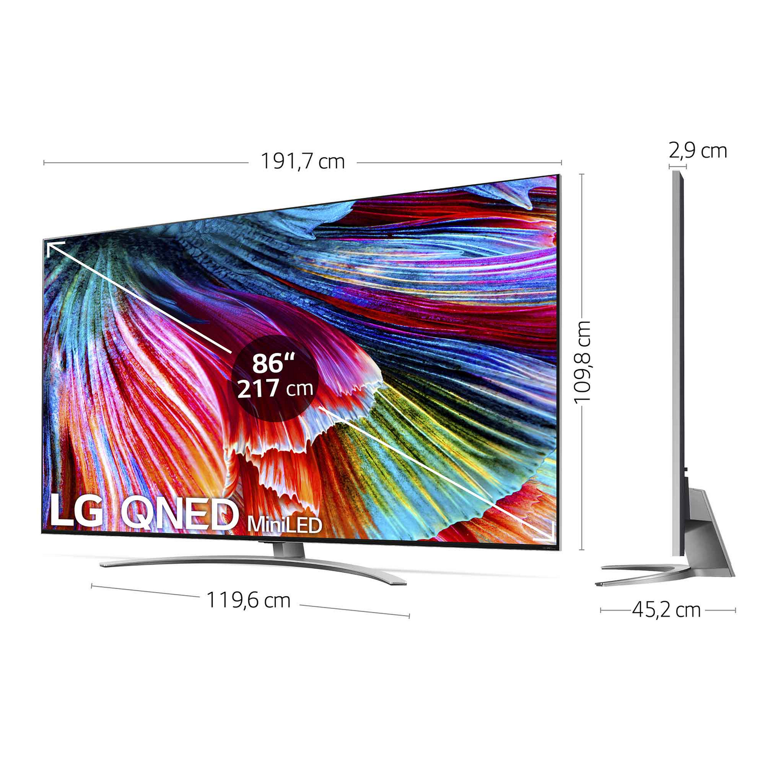 TV QNED 86" - LG 86QNED996PB, 8K QNED Mini LED, SmartTV webOS 6.0, 8K α9 Gen4 AI, HDR Dolby Vision/Atmos, Plata