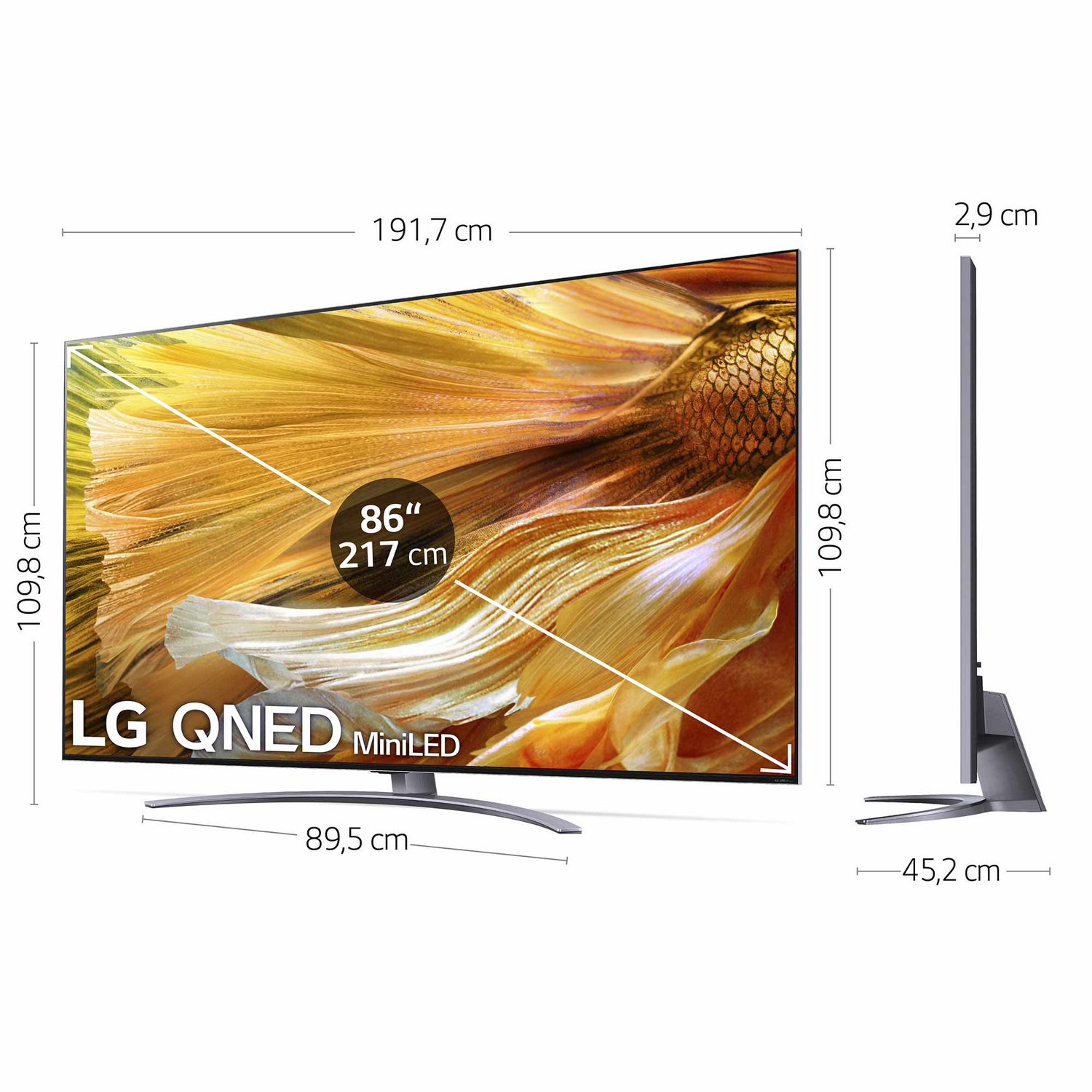 TV QNED 86" - LG 86QNED916PB, UHD 4K, SmartTV webOS 6.0, HDR Dolby Vision, DOLBY ATMOS, Google Assistant, Alexa
