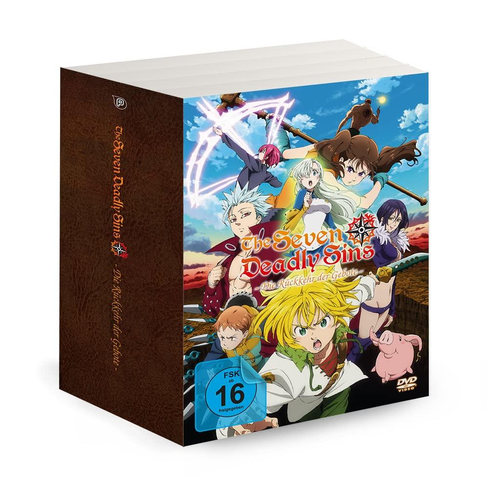 Eine geschlossene Box-Set der Anime-DVDs 'The Seven Deadly Sins', mit mehreren Charakteren.