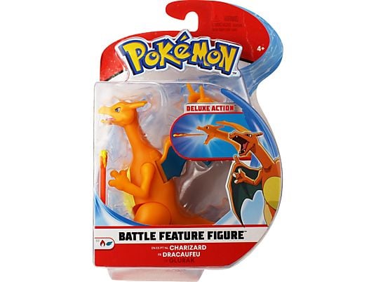 JAZWARES Pokémon : Dracaufeu - Battle Feature (12 cm) - Figurine de collection (Orange/jaune/bleu)