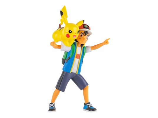 JAZWARES Pokémon: Ash + Pikachu - Battle-feature (10 cm) - Personaggi da collezione (Multicolore)
