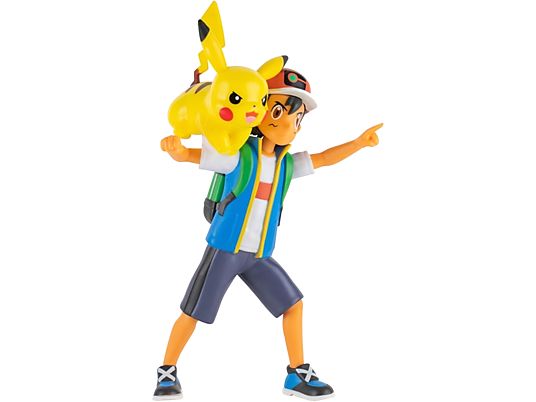 JAZWARES Pokémon : Ash + Pikachu - Battle Feature (10 cm) - Figurine de collection (Multicolore)