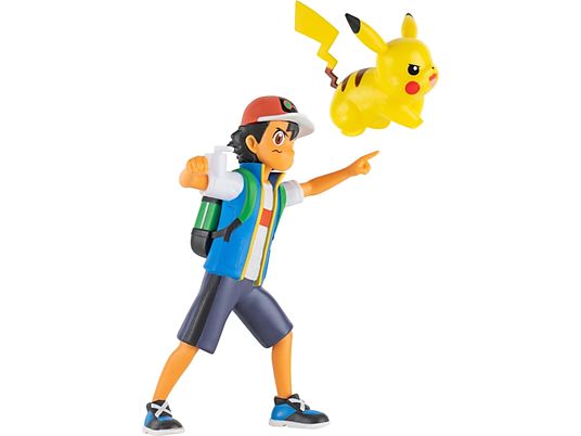 JAZWARES Pokémon : Ash + Pikachu - Battle Feature (10 cm) - Figurine de collection (Multicolore)