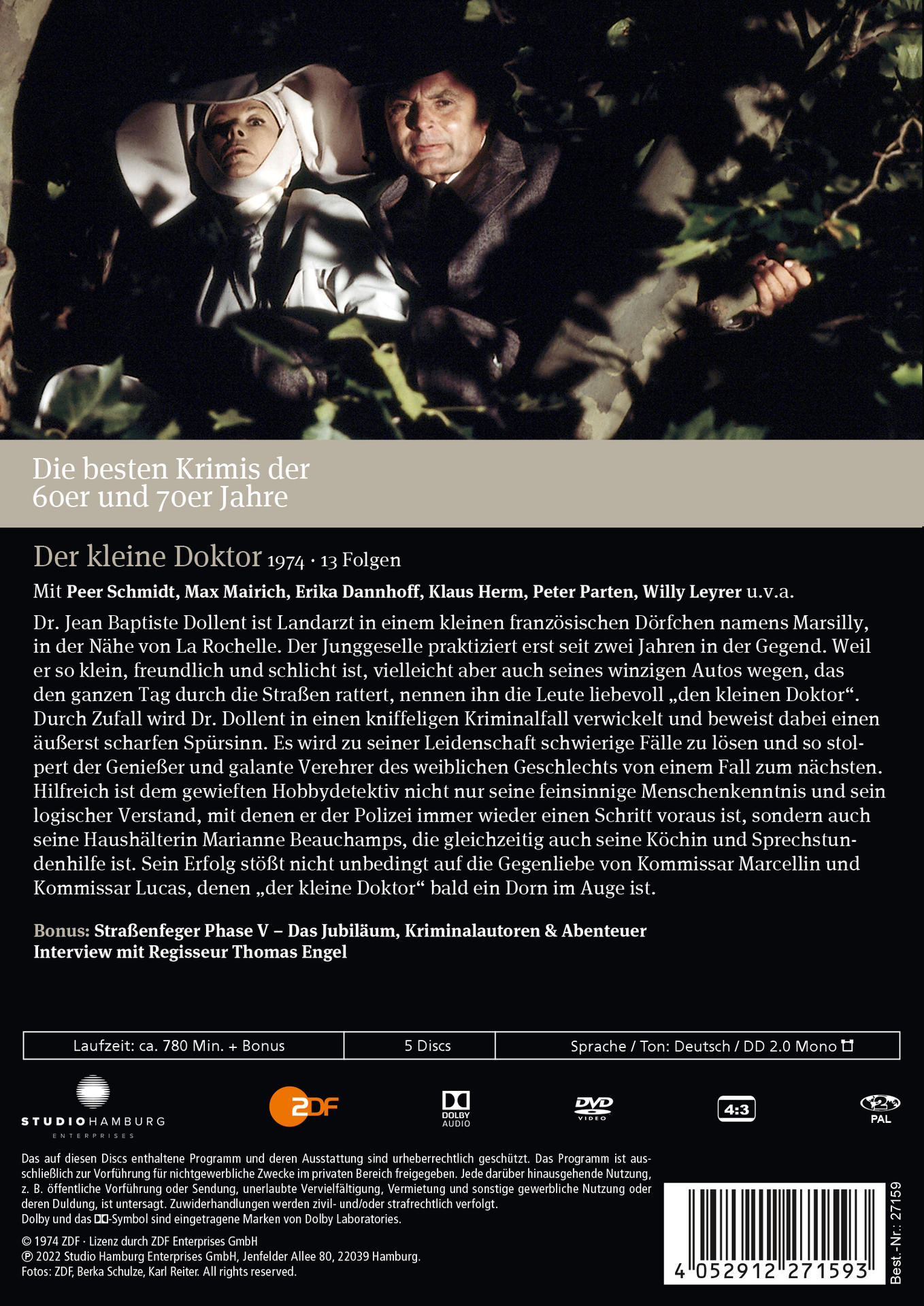 Rückseite einer DVD-Hülle mit französischem Text, mit Gesichtern zweier Personen.