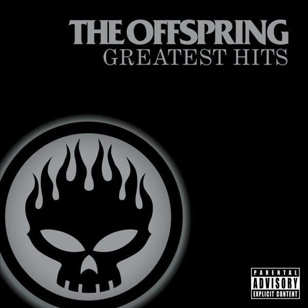 The Offspring Greatest Hits albumhoes, zwart met een schedellogo.