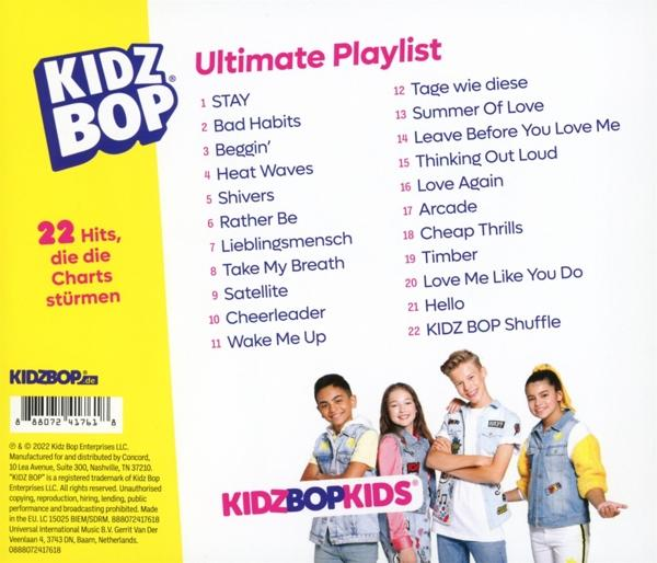 CD-Cover mit Titelliste und einer Gruppe von Kindern. Heller gelber Hintergrund.