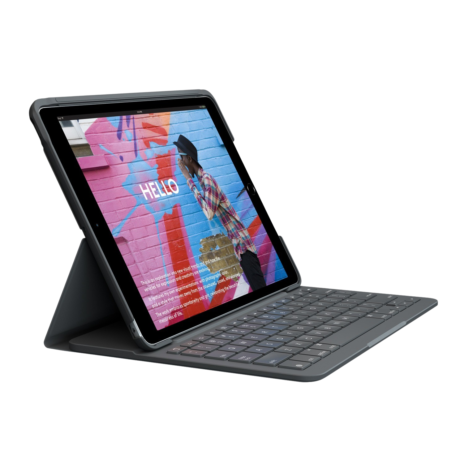 Funda con teclado - Logitech Slim Folio Funda con Teclado Bluetooth Gris para iPad 2019 10.2"