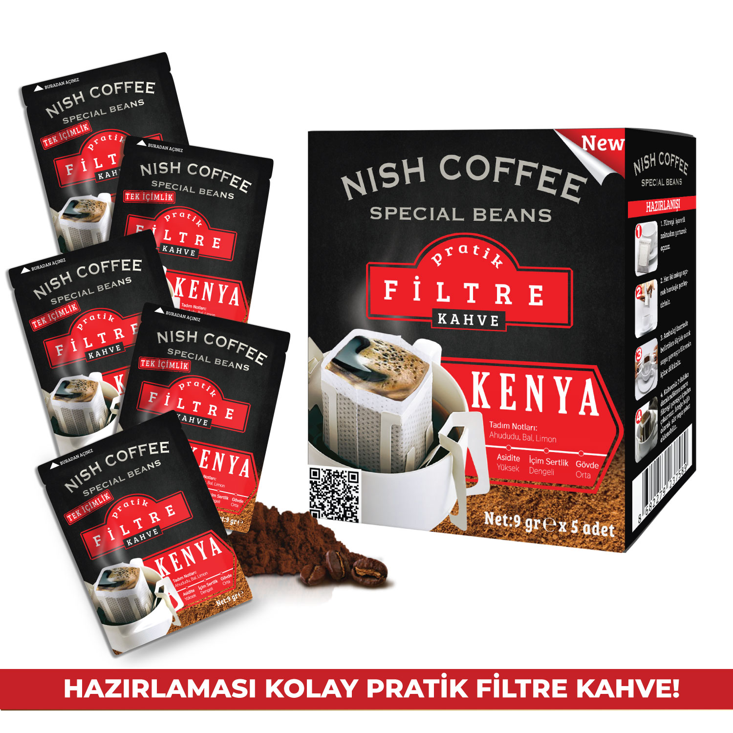 NISH Kenya 10g Pratik Filtre Kahve 