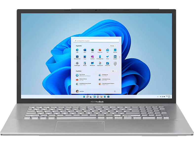 ASUS Vivobook 17 (R754JA-AU305T), Notebook, mit 17,3 Zoll Display, Intel® i7-1065G7 Prozessor, 8 GB RAM, 512 GB SSD, Intel®, UHD Graphics, Transparent Silver Windows 11 Home (64 Bit)