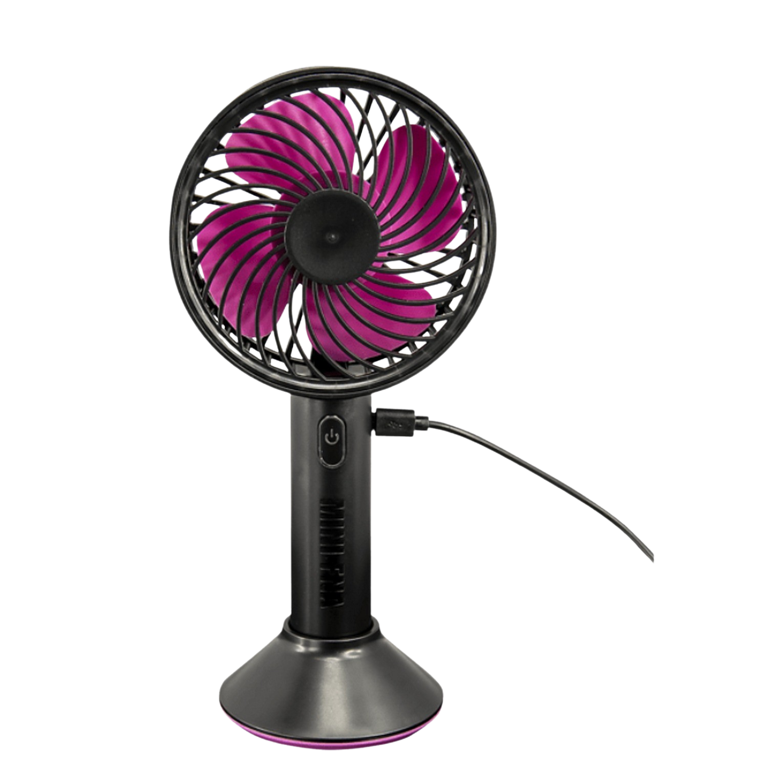 Mini ventilador - Koenic KHF 22320, 3 Velocidades, Con USB, Diametro 9.5, Negro/Azul/Rosa