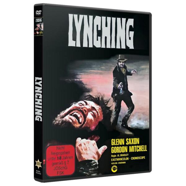 DVD-Cover: Lynching. Mann mit Waffe und ein anderer am Boden, schreit.