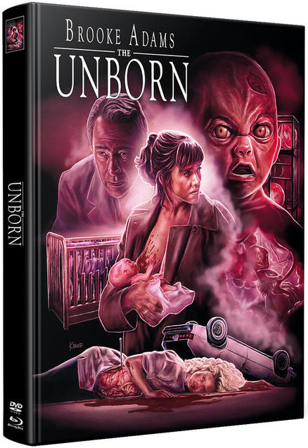 DVD-Cover: Brooke Adams in 'The Unborn', Horrorszene mit Baby und Auto.