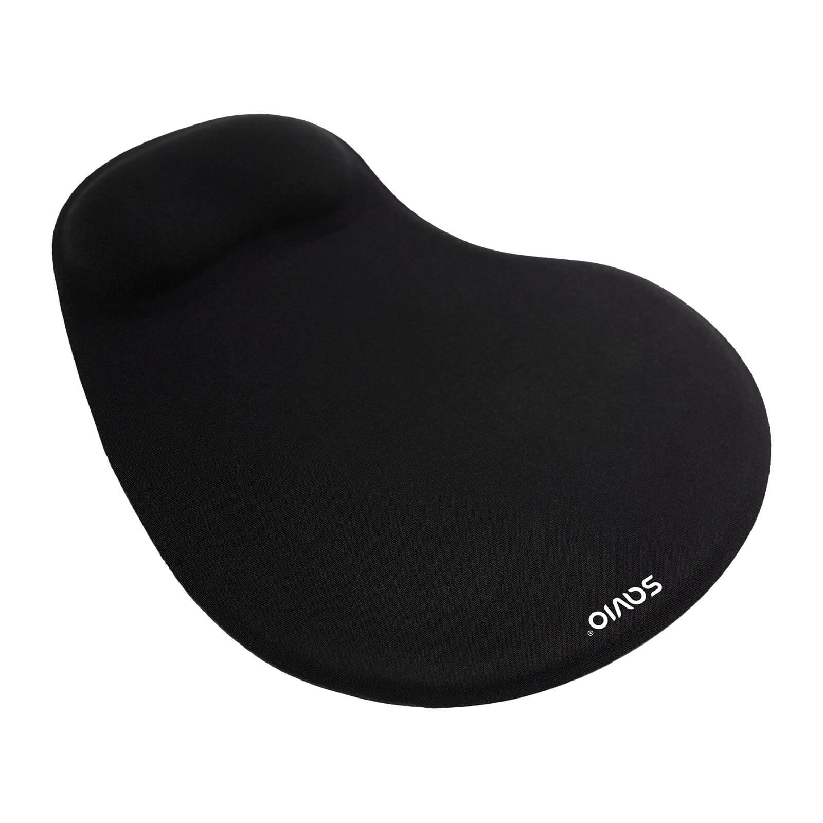 Fekete ergonomikus egérpad csuklótámasszal.