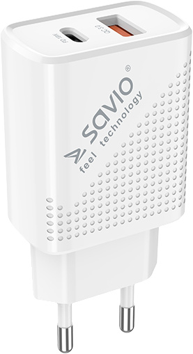 SAVIO gyorstöltő adapter QC 3.0, PD 18W, 3A, USB-A és Type-C csatlakozó (LA-04)