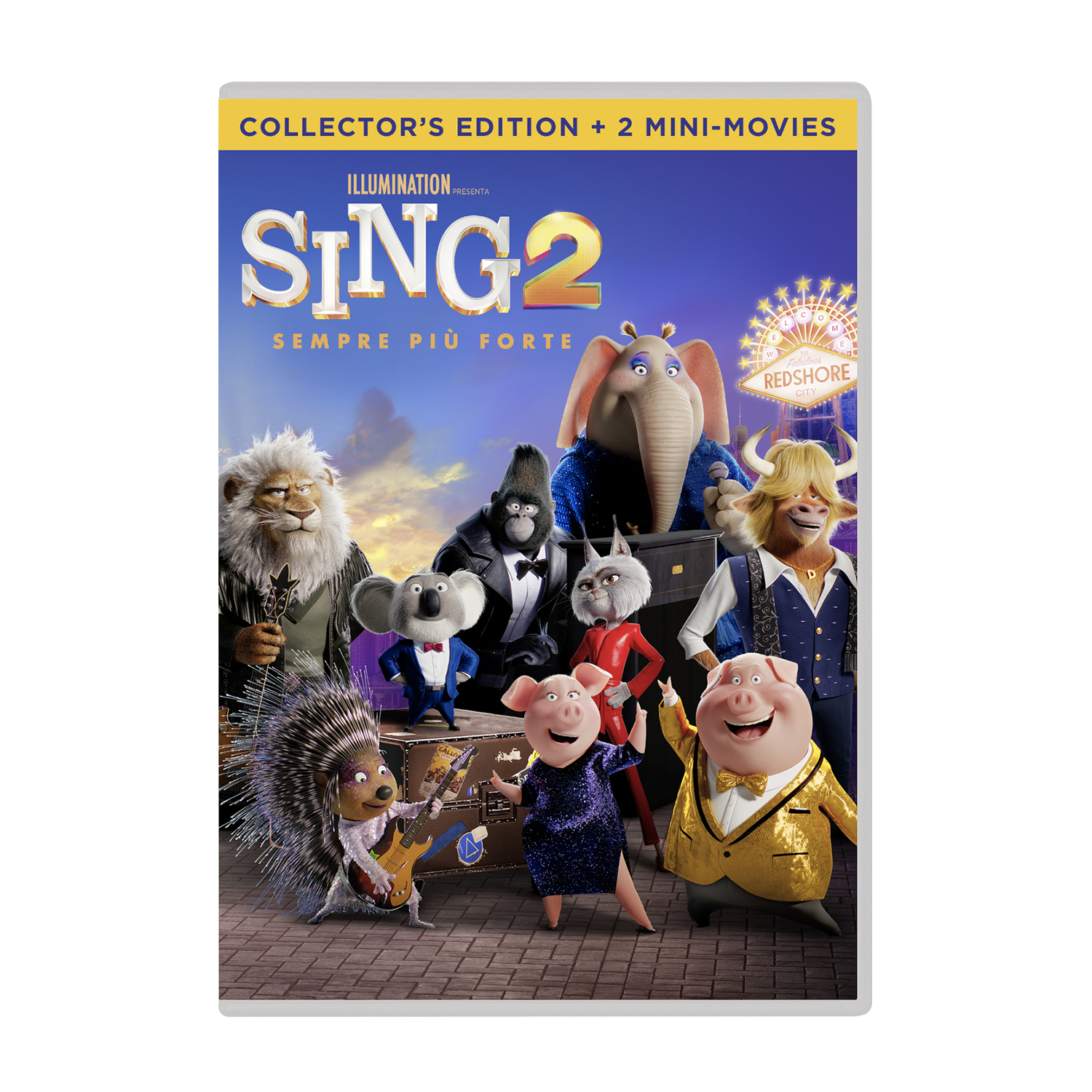 La copertina di Sing 2 con personaggi animati sopra.