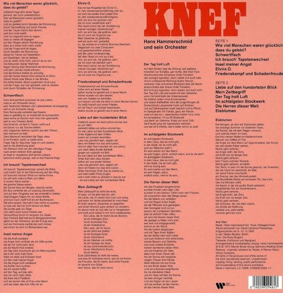 Albumcover für 'KNEF'. Text und Bild einer Gruppe von Menschen. Vintage-Stil.