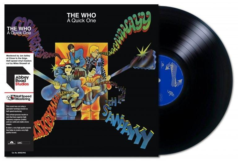 Eine Vinyl-Schallplatte mit Hülle. Der Einband hat Text und Kunstwerke einer Band auf schwarzem Hintergrund.