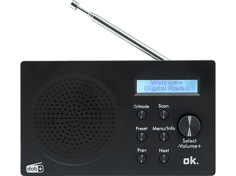 OK. ORD 101 BT-B-1 Tragbares DAB+, DAB, Bluetooth, FM, Schwarz Digitalradio