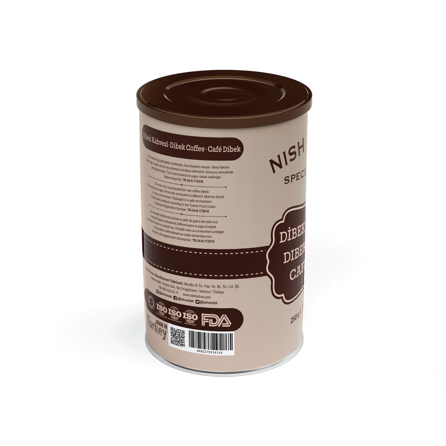 NISH 250g Dibek Kahvesi Teneke Kutu 