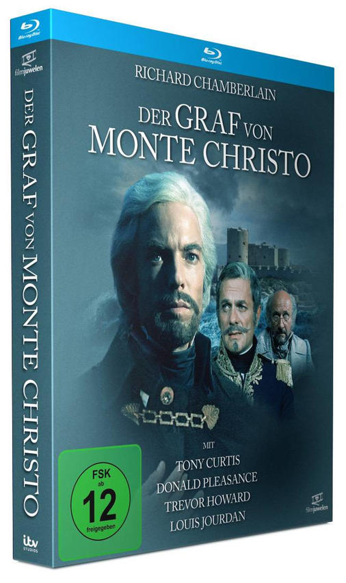 Blu-ray-Cover, 'Der Graf von Monte Christo', mit Porträt eines Mannes und Burg im Hintergrund.