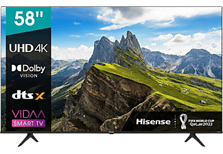 TV LED 58" - Hisense 58A6BG, UHD 4K, VIDAA U 5.0, Smart TV, Dolby Vision, HDR10+, Control de voz, Negro