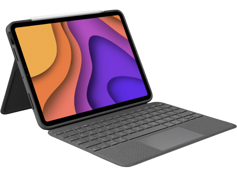 Logitech Folio Touch, iPad Air 4a gen, 11, 2024, Teclas retroiluminadas, Accesos directos, Teclado plegable, Gris