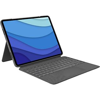 REACONDICIONADO B: Funda con teclado - Logitech Combo Touch, Para iPad Pro 12.9 inch (5.ª  gen 2021 - 6.ª  gen 2022), Smart Connector, Gris