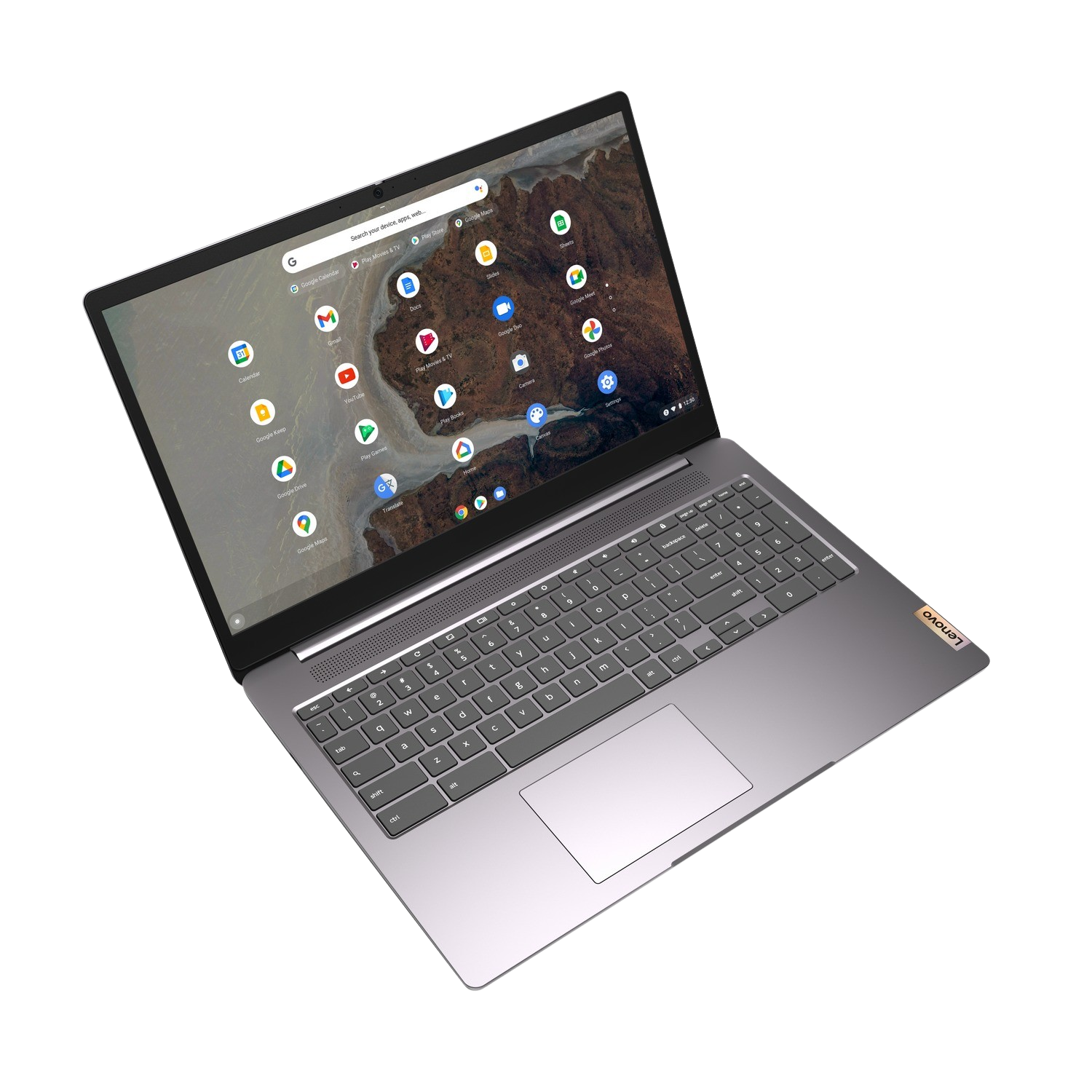 Laptop sobre fondo negro. La pantalla muestra una interfaz de Google Chrome. Cuerpo plateado, tapa abierta.