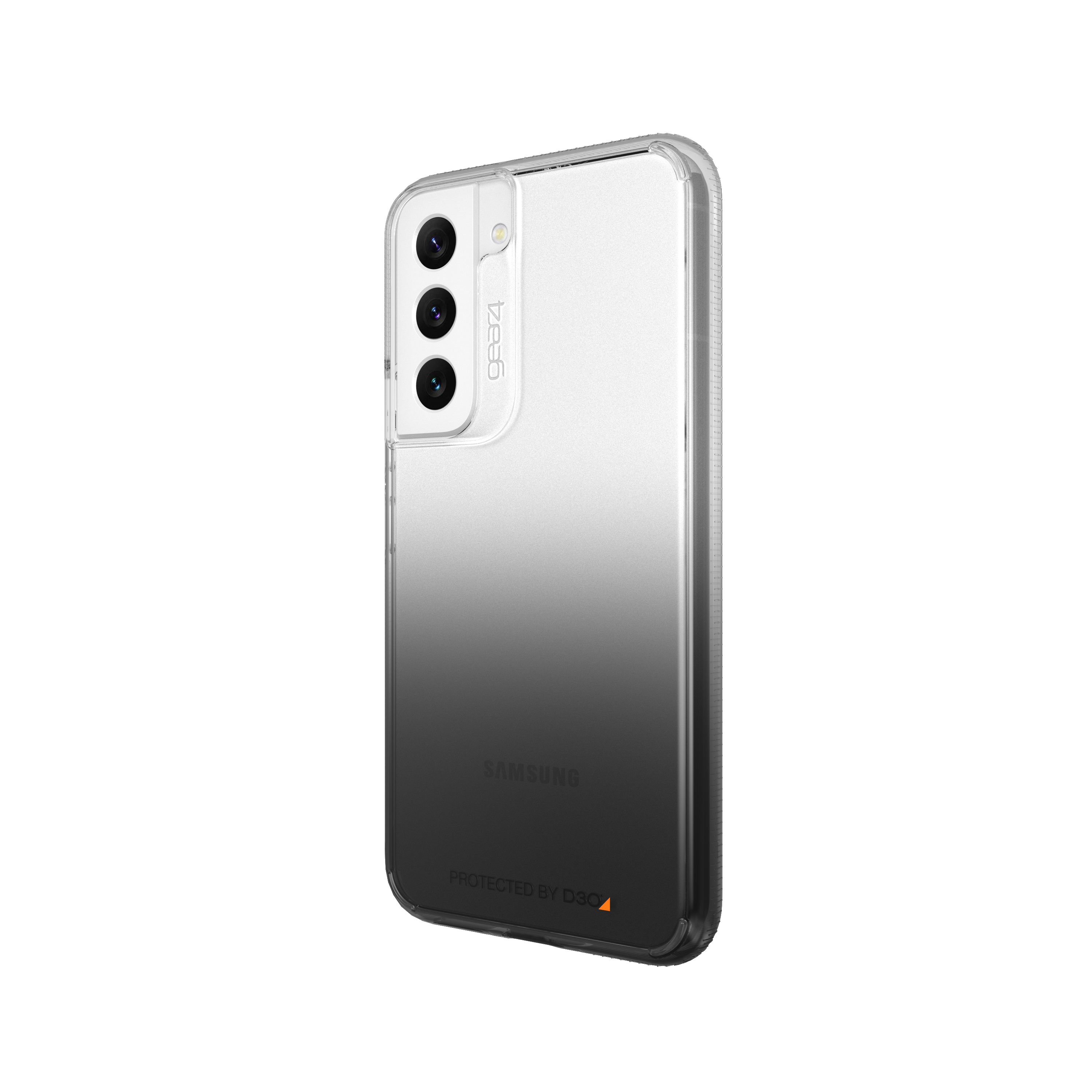 Smartphone mit Farbverlauf. Ein Telefon mit transparenter Hülle, Farbverlauf von Schwarz zu Klar.